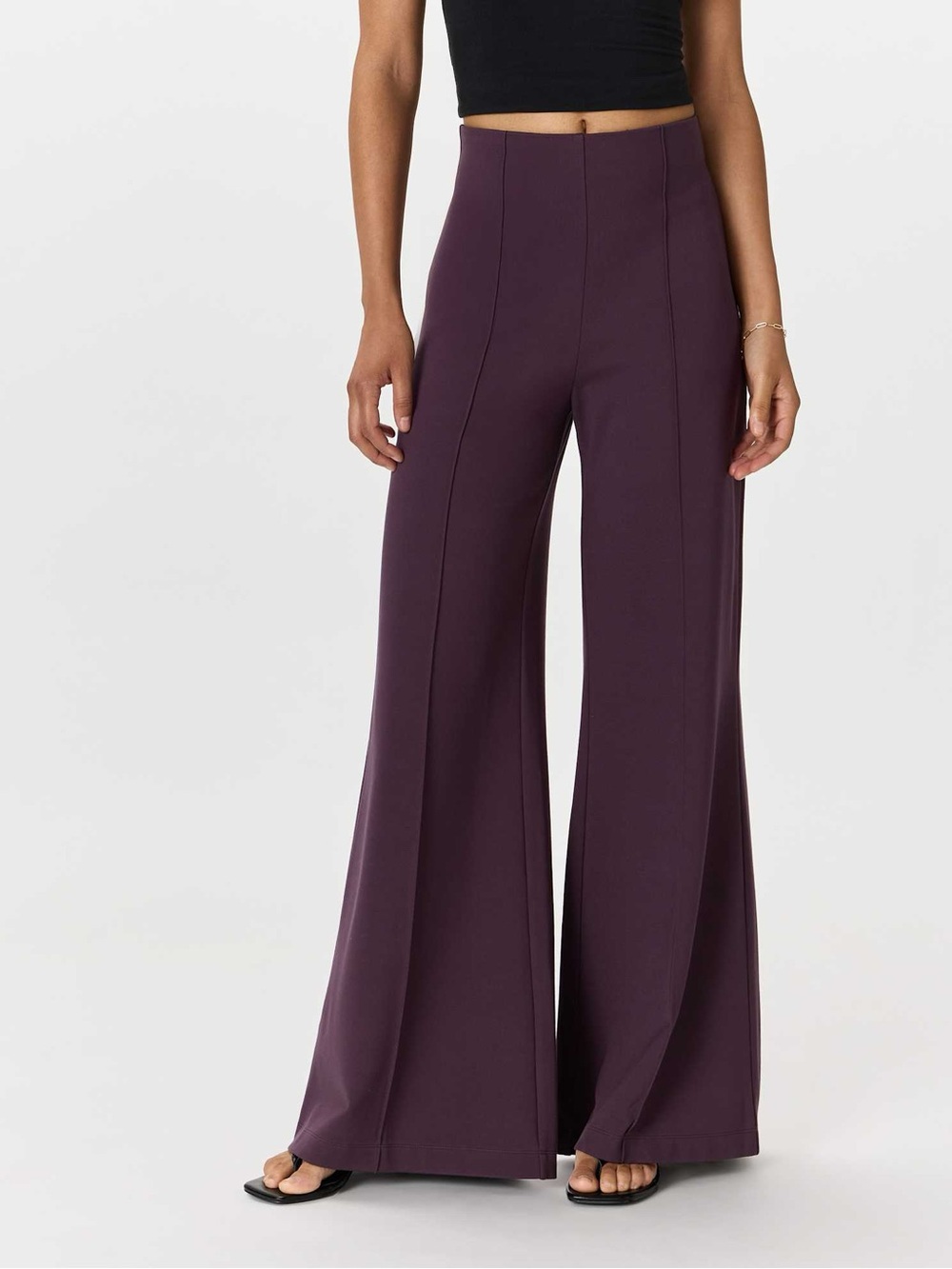 Quince Ultra-Stretch Ponte Super Wide Leg Pants Dark Orchid Purple Small